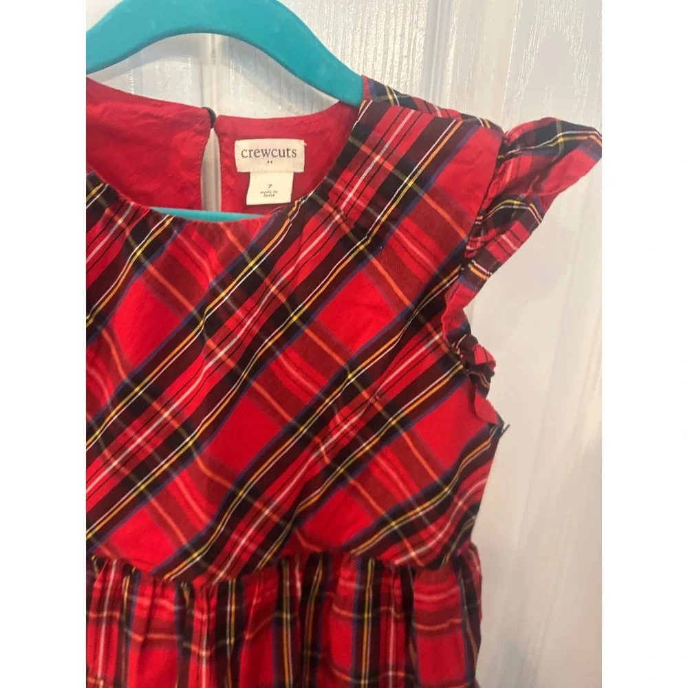 Crewcuts Plaid Dress Red Tartan Ruffle Tiered Holiday Christmas Girls 7